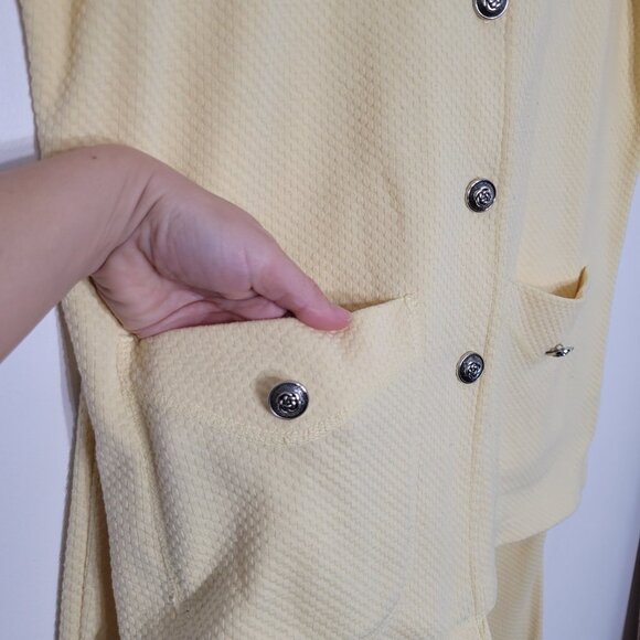 Vintage Midyat Soft Yellow 90s Thermal Texture Y2K Matching Set Short Sleeve - Picture 2 of 14
